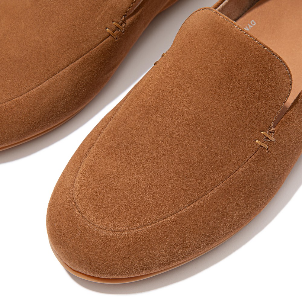 Fitflop Womens Loafers - Lena Suede - Brown - 791-ZFTWMY